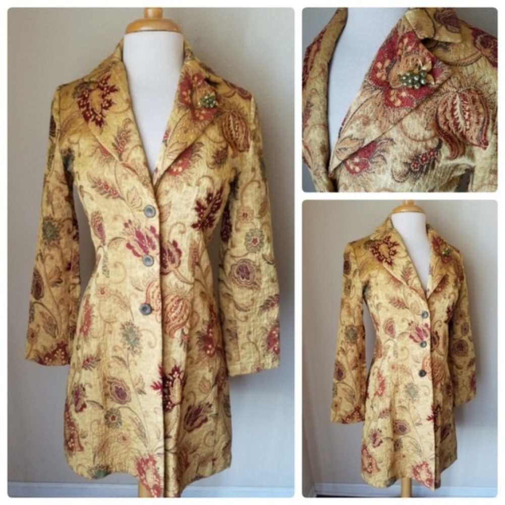 Vintage Cabi Fall Print Tapestry Coat